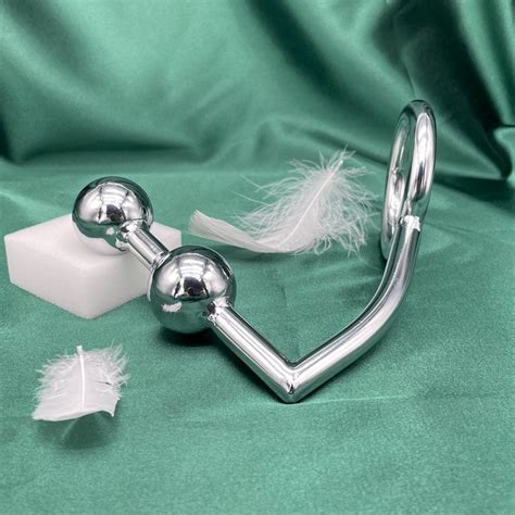 Stainless Steel Butt Plug Ball Anal Hook With Penis Ring Cock