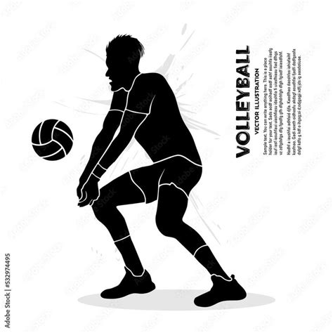 Male Volleyball Player Passing The Ball Vector Illustration Stock