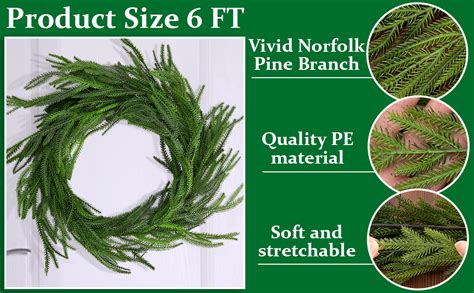 Amazon Pcs Christmas Norfolk Pine Garland Ft Dense Norfolk