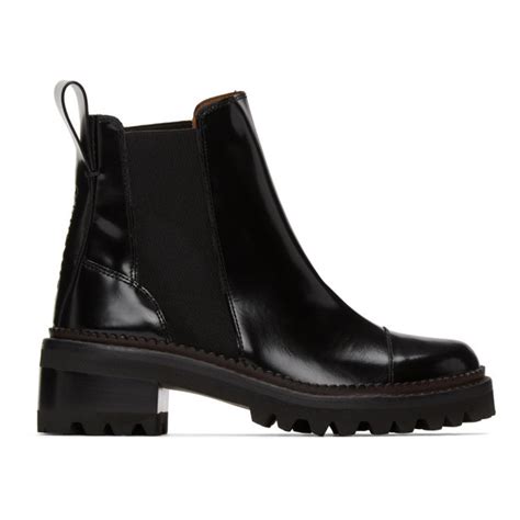 See By Chloe Black Leather Mallory Ankle Boots See By Chloe