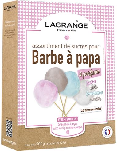 Lagrange 380000 Sucres barbes à papa 4 parfums variés