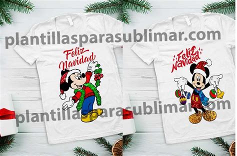 Feliz Navidad Mickey Plantilla Playera Plantillas Para Sublimar