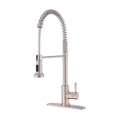 Boyel Living Single Handle Pull Down Spring High Arc Kitchen Faucet In Brushed Nickel The Home