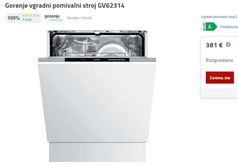 Gorenje vgradni pomivalni stroj GV62314 delujoč