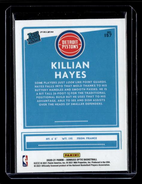 2020 21 Donruss Optic 157 Killian Hayes Rated Rookie RC Blue Velocity