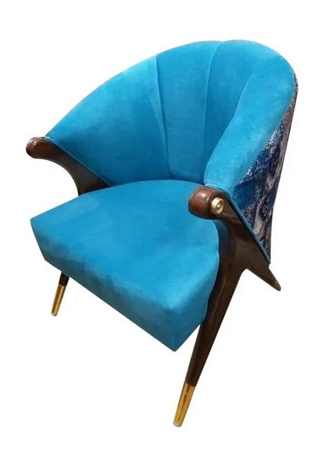 Modern Sky Blue Wooden Sofa Chair For Cafe Back Style Tight Back At