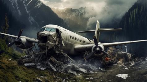 Premium AI Image | Dramatic plane crash on mountain airplane emergency accident concept