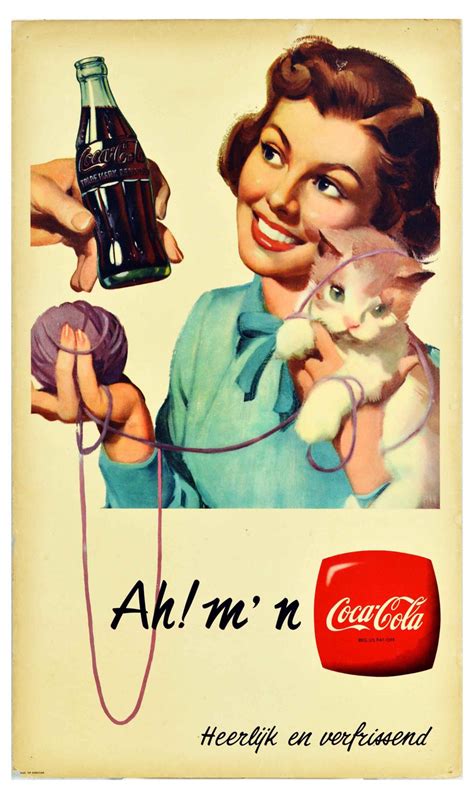 Sold At Auction Advertising Poster Coca Cola Cat Kitten Drink Pinup