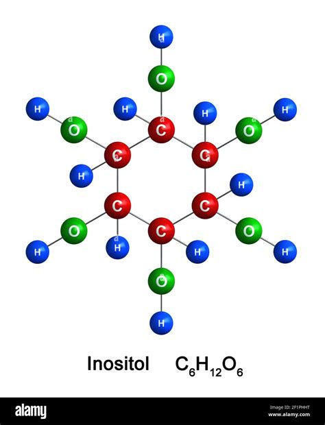 3d Render Of Molecular Structure Of Inositol Isolated Over White