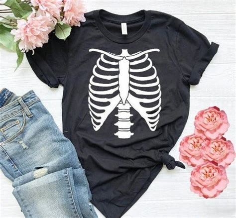 Skeleton Rib Cage Shirts Skeleton Chest Tee Halloween Etsy