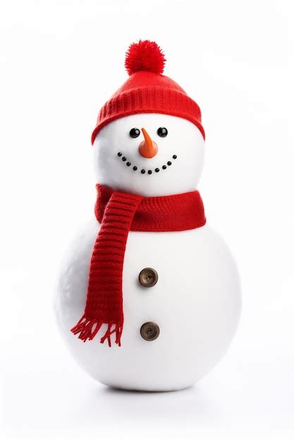 Premium Photo Snowman With Hat And Scarf Isolated On White Background