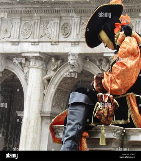 Costumed Attendee At The Venice Carnival Carnevale Di Venezia An