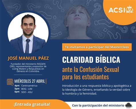 Claridad Bíblica Ante La Confusión Sexual Para Maestros Acsi Latinoamérica Evangelio Hoy Org