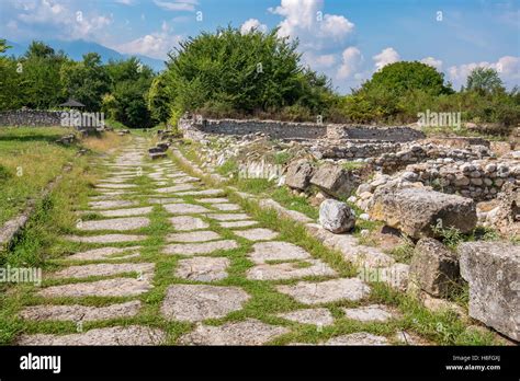 Ancient Road Archaeological Park Of Dion Greece Stock Photo Alamy