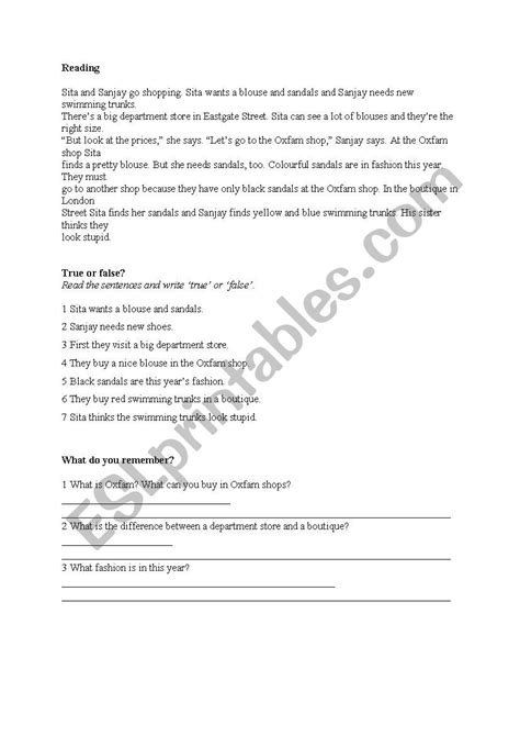 Short Reading text - ESL worksheet by katarinaC