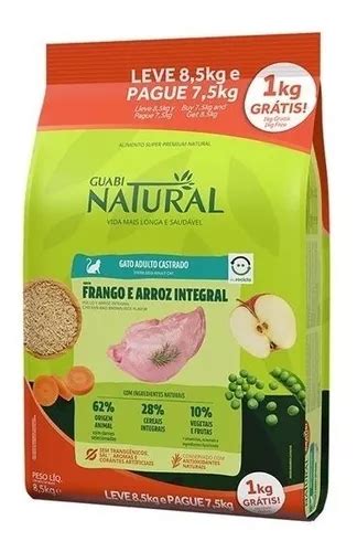 Ração Guabi Natural Gatos Castrados Frango Bônus Bag 8 5kg Frete grátis