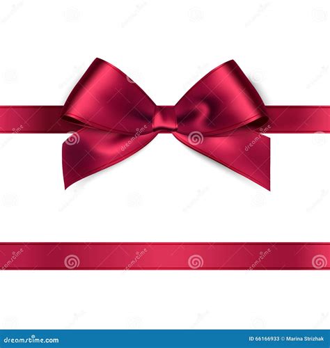 Shiny Red Satin Ribbon On White Background Stock Vector Illustration