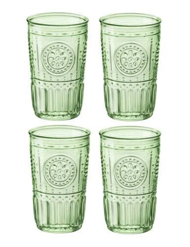 Bormioli Rocco Romantic Cooler Drinking Glass Set Of 4 16 Oz Pastel Green Ebay