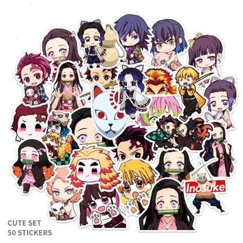 50pcs Demon Slayer Sticker Kimetsu No Yaiba Anime Pvc Graffiti Stickers Maleta Equipaje