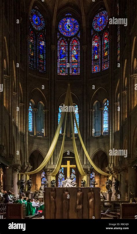 Interior Notre Dame Cathedral Altar In High Resolution Stock