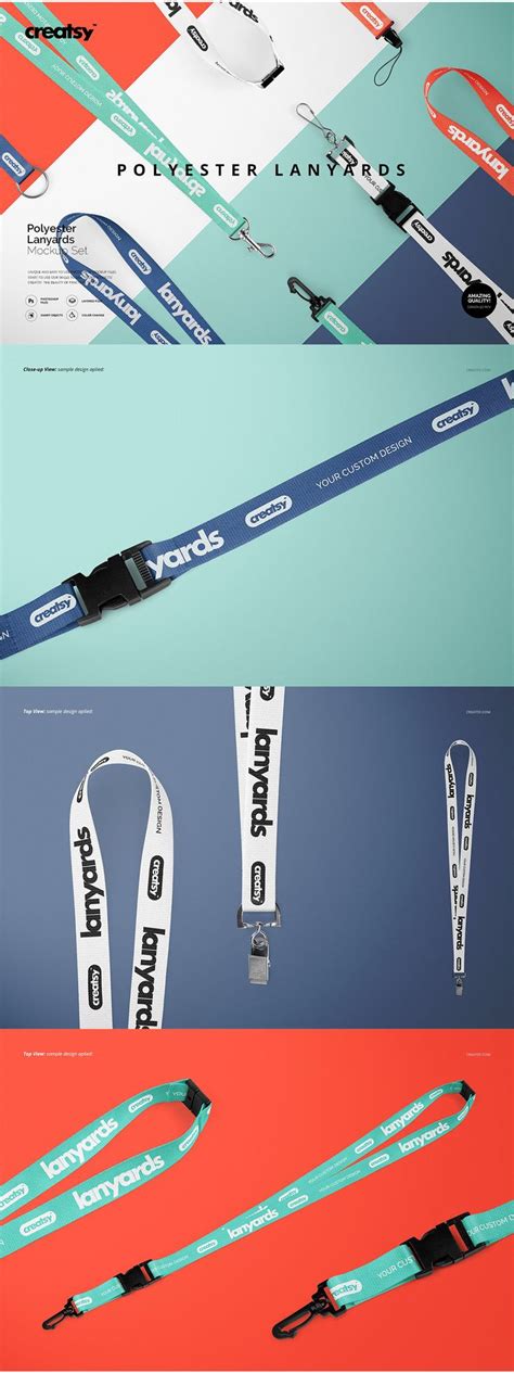 Polyester Lanyards Mockup Set In Lanyard Designs Cartoon