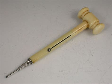 Victorian Novelty Silver And Ivory Gavel Propelling Pencil By Sampson