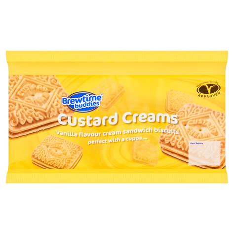 Brewtime Buddies Custard Creams Vanilla Flavour Cream Sandwich Biscuits 300g Sweet Biscuits