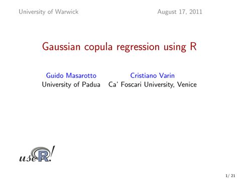 Pdf Gaussian Copula Regression Using R