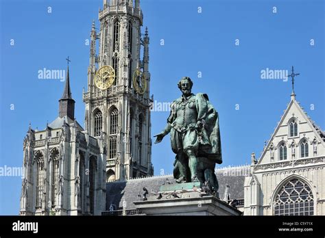 Statue Of The Flemish Baroque Painter Peter Paul Rubens In Front Of The