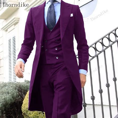 Thorndike Latest Coat Pant Designs Clasic Purple Men Suit Classic Gentle Mens Tuxedo Prom Blazer