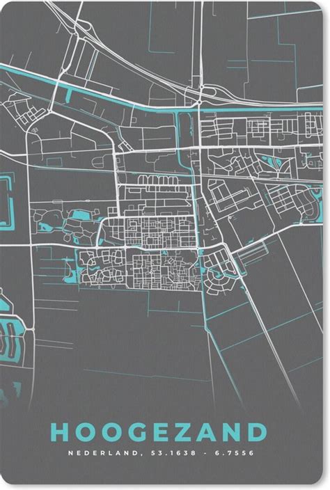 Plattegrond Hoogezand Grijs Blauw Stadskaart Bol