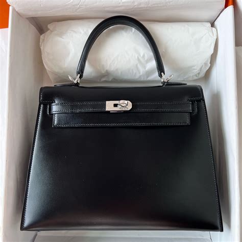 United Arab Emirates Dubai Hermes Kelly Sellier Box Calf Noir Silver