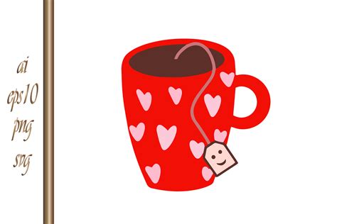 Doodle Coffee Or Tea Clipart Cup Heart Graphic By Irynashancheva