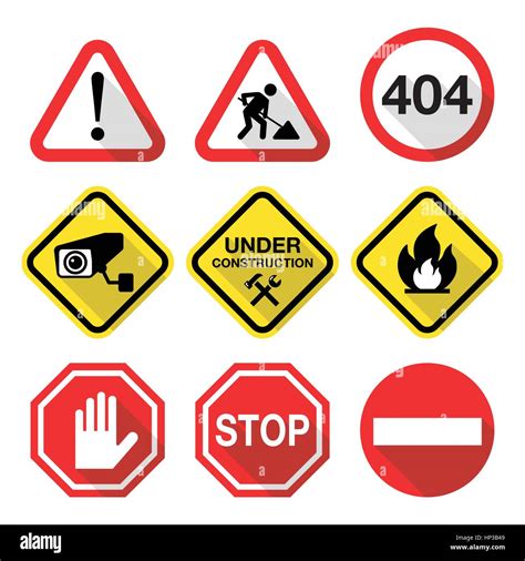 Warning Signs Danger Risk Stress Flat Design Attention Warning