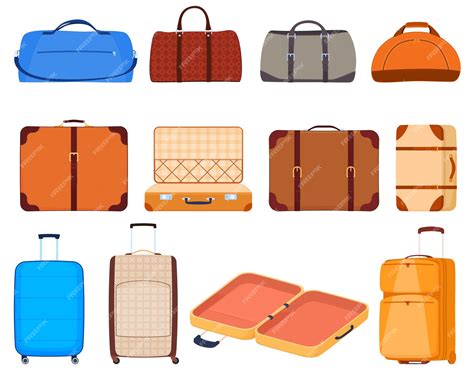 Premium Vector Set Of Travel Bags Travel Luggage Packing Personal