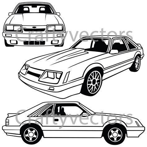 Ford Mustang 1986 4 Eyes Vector SVG Cut File Etsy