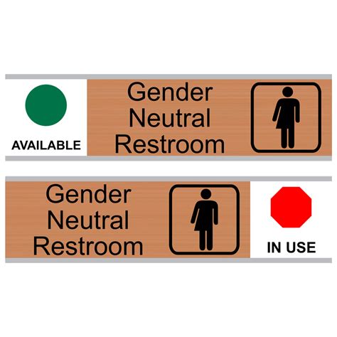 Gender Neutral Restroom Available In Use Sliding Engraved Sign Egre