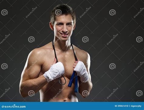 Half Length Portrait Of Nude Sportsman Stock Photo Image Of Body Color