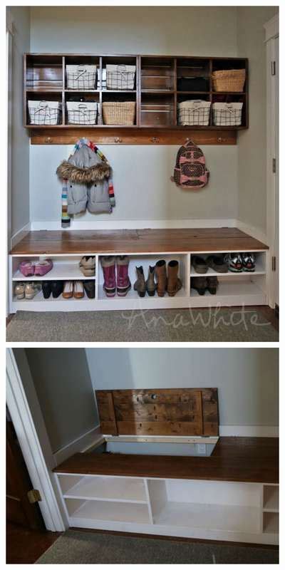 Скамейка в прихожую с подставкой для обуви | Mud room storage, Diy ...