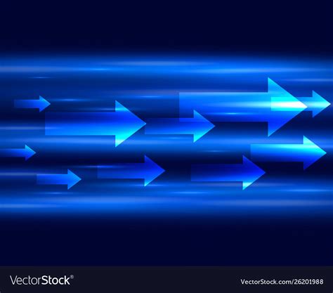 Blue Light Streak With Arrows Moving Forward Vector Image