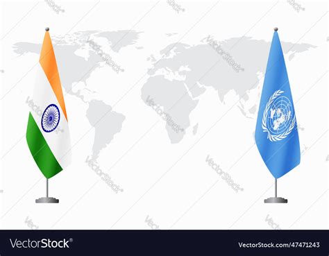 India and united nations flags for official Vector Image