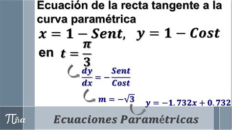 Ecuación De La Recta Tangente De Una Ecuación Paramétrica Ejemplo 3 5