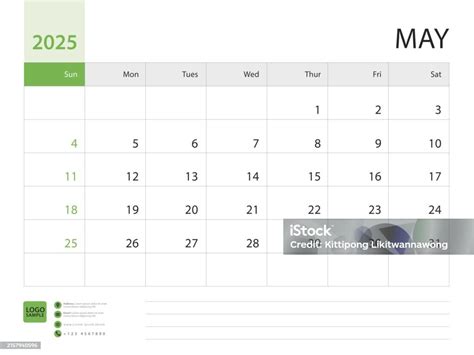 Monthly Calendar Template For 2025 Year May Design Planner Desk