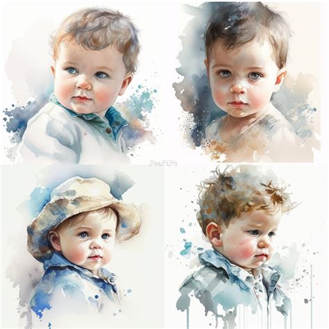 Baby Boy Clipart Watercolor Boy Sublimation Png Etsy