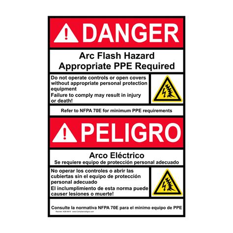 Vertical Electrical Sign Arc Flash Hazard Ppe Required ANSI