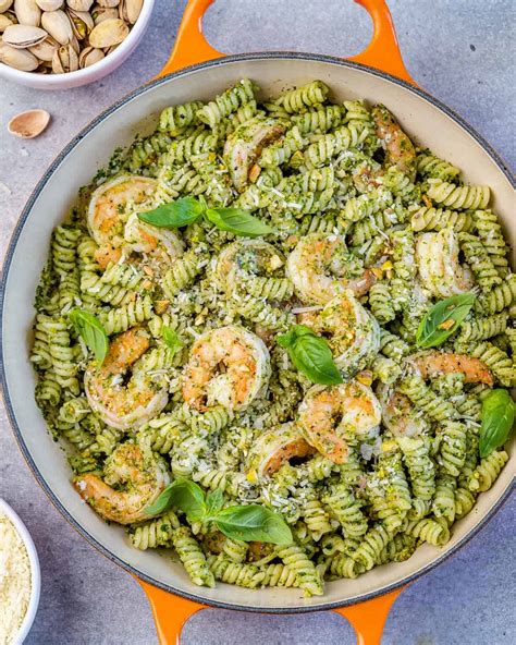 Shrimp Pesto Pasta Healthy Fitness Meals