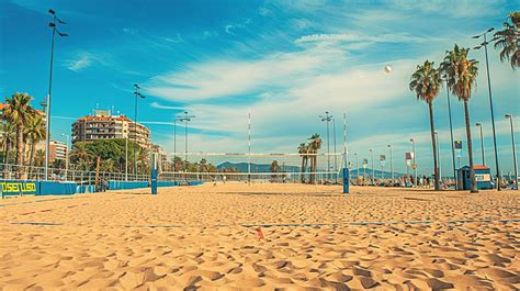 Beach Volleyball Pitch In Barcelona Background Beach Volleyball Beach