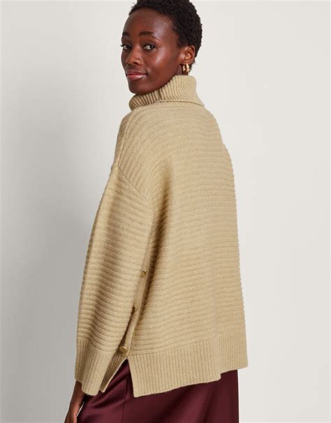 Rae Roll Neck Jumper Camel Jumpers Monsoon Uk