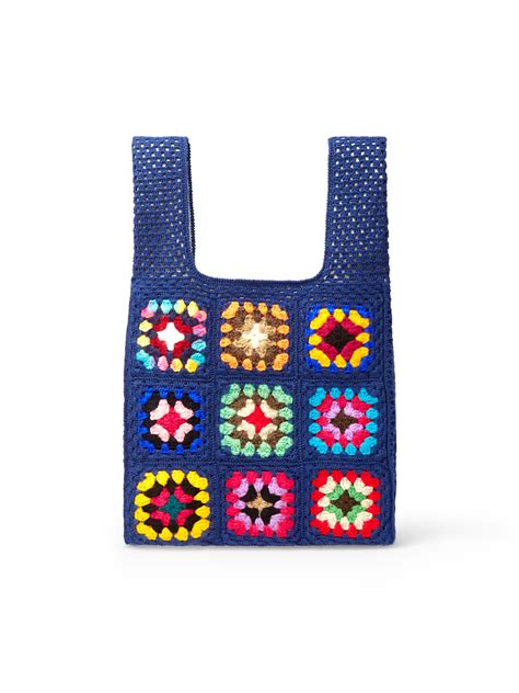 Marni Market Fish Bag In Blue Crochet Marni