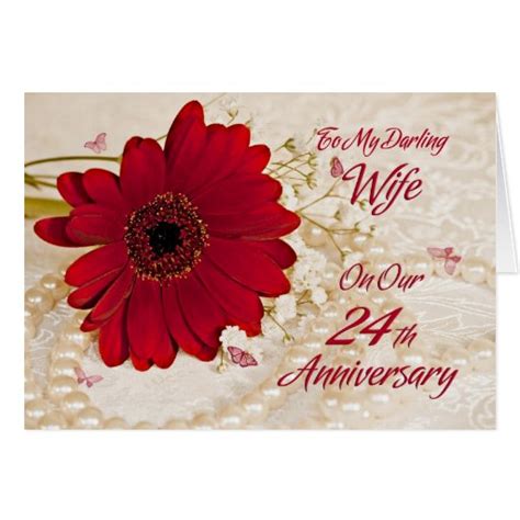 Wife On 24th Wedding Anniversary A Daisy Flower Card Zazzle